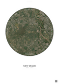 Affiche New Delhi – Poster vue satellite | Gravura – Fond clair
