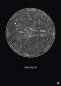 Affiche New Delhi – Poster vue satellite | Gravura – Fond foncé