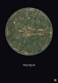 Affiche New Delhi – Poster vue satellite | Gravura – Fond foncé