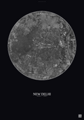 Affiche New Delhi – Poster vue satellite | Gravura – Fond foncé