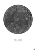 Affiche New Delhi – Poster vue satellite | Gravura – Fond clair