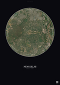 Affiche New Delhi – Poster vue satellite | Gravura – Fond foncé