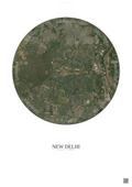 Affiche New Delhi – Poster vue satellite | Gravura – Fond clair