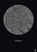 Affiche Bangkok – Poster vue satellite | Gravura – Fond foncé