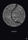 Affiche Bangkok – Poster vue satellite | Gravura – Fond foncé