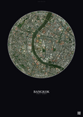 Affiche Bangkok – Poster vue satellite | Gravura – Fond foncé
