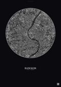 Affiche Bangkok – Poster vue satellite | Gravura – Fond foncé