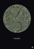 Affiche Bangkok – Poster vue satellite | Gravura – Fond foncé