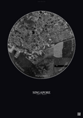 Affiche Singapore – Poster vue satellite | Gravura – Fond foncé