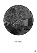 Affiche Singapore – Poster vue satellite | Gravura – Fond clair