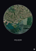 Affiche Singapore – Poster vue satellite | Gravura – Fond foncé