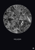 Affiche Singapore – Poster vue satellite | Gravura – Fond foncé