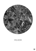 Affiche Singapore – Poster vue satellite | Gravura – Fond clair