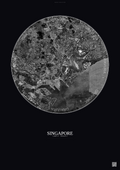 Affiche Singapore – Poster vue satellite | Gravura – Fond foncé