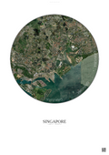 Affiche Singapore – Poster vue satellite | Gravura – Fond clair