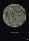 Affiche Kuala Lumpur – Poster vue satellite | Gravura – Fond foncé