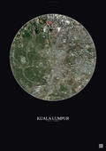 Affiche Kuala Lumpur – Poster vue satellite | Gravura – Fond foncé