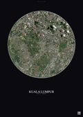Affiche Kuala Lumpur – Poster vue satellite | Gravura – Fond foncé