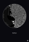 Affiche Manila – Poster vue satellite | Gravura – Fond foncé