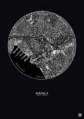Affiche Manila – Poster vue satellite | Gravura – Fond foncé