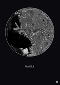 Affiche Manila – Poster vue satellite | Gravura – Fond foncé