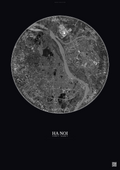 Affiche Ha Noi – Poster vue satellite | Gravura – Fond foncé