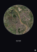 Affiche Ha Noi – Poster vue satellite | Gravura – Fond foncé