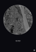 Affiche Ha Noi – Poster vue satellite | Gravura – Fond foncé