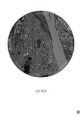 Affiche Ha Noi – Poster vue satellite | Gravura – Fond clair