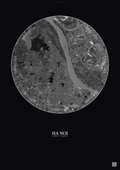 Affiche Ha Noi – Poster vue satellite | Gravura – Fond foncé