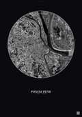Affiche Phnom Penh – Poster vue satellite | Gravura – Fond foncé