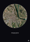 Affiche Phnom Penh – Poster vue satellite | Gravura – Fond foncé