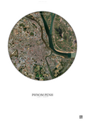 Affiche Phnom Penh – Poster vue satellite | Gravura – Fond clair