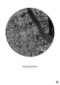 Affiche Phnom Penh – Poster vue satellite | Gravura – Fond clair