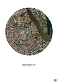 Affiche Phnom Penh – Poster vue satellite | Gravura – Fond clair