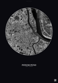 Affiche Phnom Penh – Poster vue satellite | Gravura – Fond foncé