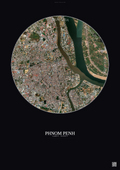Affiche Phnom Penh – Poster vue satellite | Gravura – Fond foncé