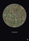 Affiche Vientiane – Poster vue satellite | Gravura – Fond foncé