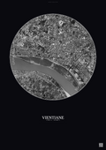Affiche Vientiane – Poster vue satellite | Gravura – Fond foncé