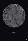 Affiche Dhaka – Poster vue satellite | Gravura – Fond foncé
