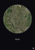 Affiche Dhaka – Poster vue satellite | Gravura – Fond foncé