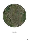 Affiche Dhaka – Poster vue satellite | Gravura – Fond clair