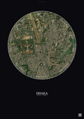 Affiche Dhaka – Poster vue satellite | Gravura – Fond foncé