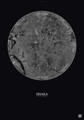 Affiche Dhaka – Poster vue satellite | Gravura – Fond foncé