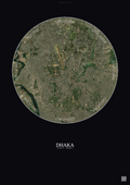 Affiche Dhaka – Poster vue satellite | Gravura – Fond foncé
