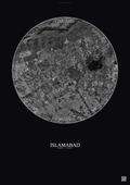 Affiche Islamabad – Poster vue satellite | Gravura – Fond foncé