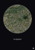 Affiche Islamabad – Poster vue satellite | Gravura – Fond foncé