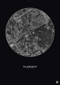 Affiche Islamabad – Poster vue satellite | Gravura – Fond foncé