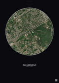 Affiche Islamabad – Poster vue satellite | Gravura – Fond foncé
