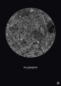 Affiche Islamabad – Poster vue satellite | Gravura – Fond foncé